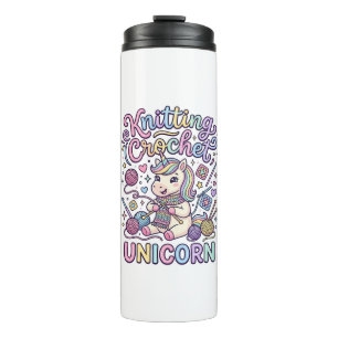 Unicorn Knitting Crochet Unicorn Charming White Ba Thermal Tumbler