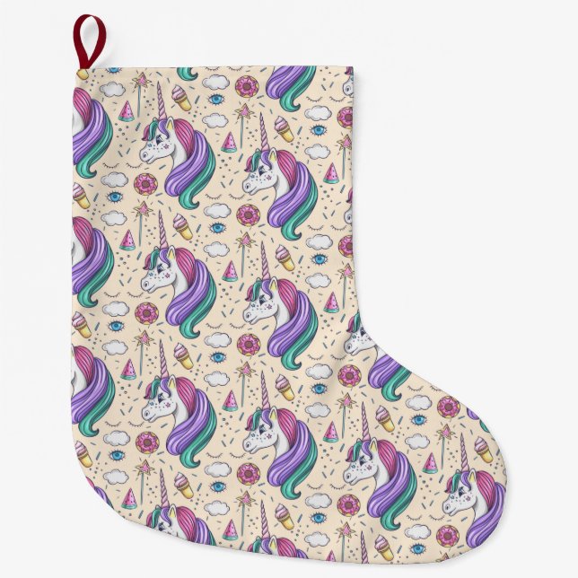 Unicorn Large Christmas Stocking (Front)