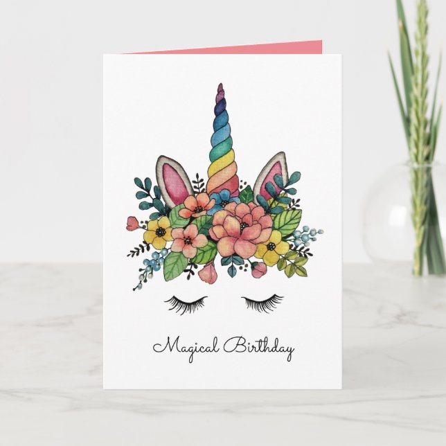 Unicorn Lashes With Rainbow Horn Card (Front)