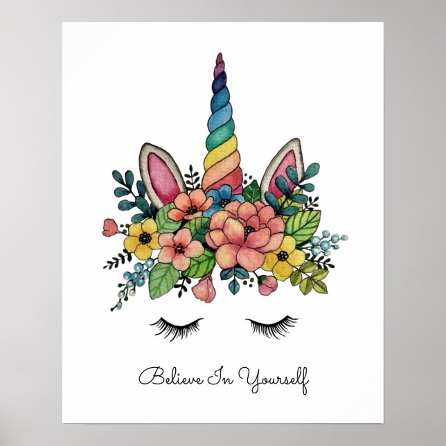 Unicorn Lashes With Rainbow Horn Poster (Front)