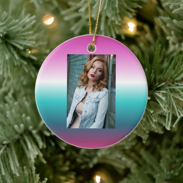 unicorn lavender teal ombre turquoise mermaid ceramic ornament (Tree)