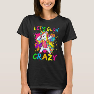 Unicorn Let's Glow Crazy Retro 80s Birthday Party T-Shirt