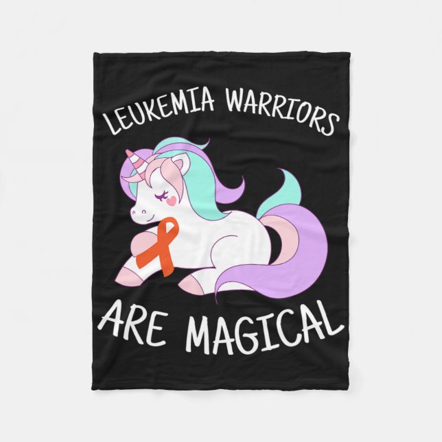 Unicorn Leukaemia Awareness Gift  Fleece Blanket (Front)
