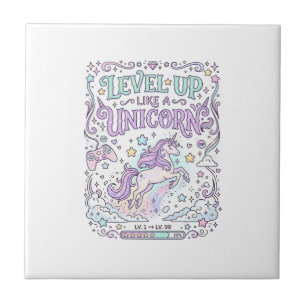 Unicorn Level Up Like a Unicorn Adorable Marketpla Ceramic Tile