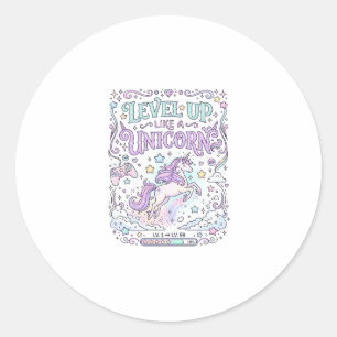 Unicorn Level Up Like a Unicorn Adorable Marketpla Classic Round Sticker