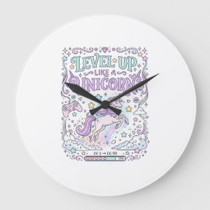 Unicorn Level Up Like a Unicorn Adorable Marketpla Large Clock