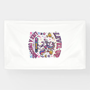Unicorn Level Up Like a Unicorn Commercial Cute Gi Banner