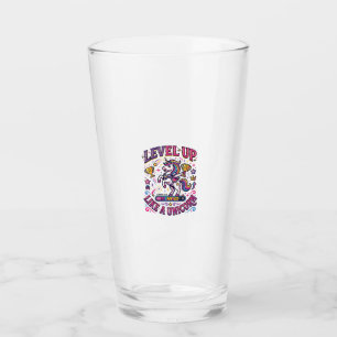 Unicorn Level Up Like a Unicorn Commercial Cute Gi Glass