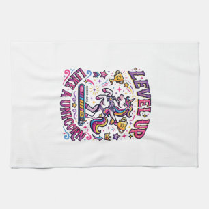 Unicorn Level Up Like a Unicorn Commercial Cute Gi Tea Towel