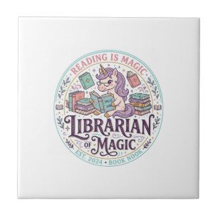 Unicorn Librarian of Magic Original Product Graphi Ceramic Tile