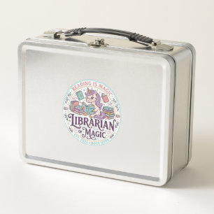 Unicorn Librarian of Magic Original Product Graphi Metal Lunch Box