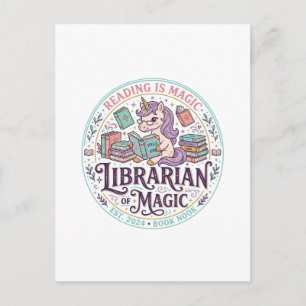 Unicorn Librarian of Magic Original Product Graphi Postcard