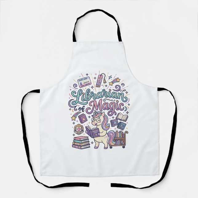 Unicorn Librarian of Magic Print Ready Apparel Gra Apron (Front)
