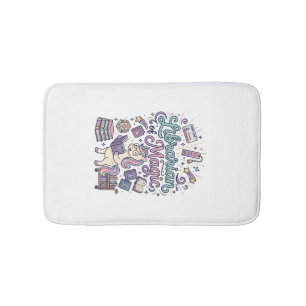 Unicorn Librarian of Magic Print Ready Apparel Gra Bath Mat