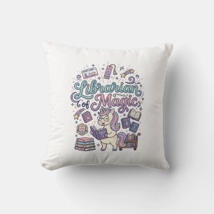 Unicorn Librarian of Magic Print Ready Apparel Gra Cushion