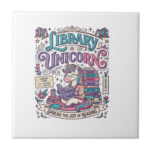 Unicorn Library Unicorn Colourful POD Artwork_1 Ceramic Tile