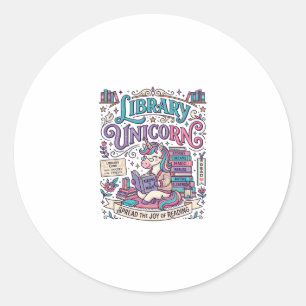 Unicorn Library Unicorn Colourful POD Artwork_1 Classic Round Sticker