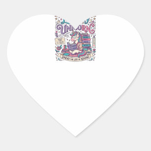 Unicorn Library Unicorn Colourful POD Artwork_1 Heart Sticker