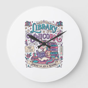 Unicorn Library Unicorn Colourful POD Artwork_1 Large Clock