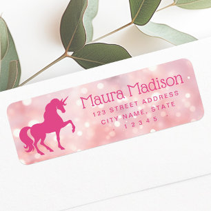 Unicorn light pink ethereal bokeh return address return address label