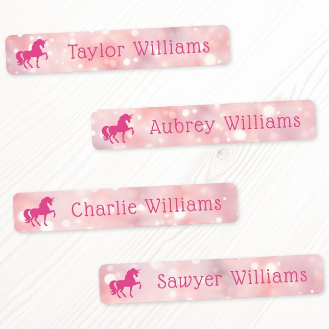 Unicorn light pink ethereal bokeh waterproof name (Unicorn light pink ethereal bokeh waterproof name labels)