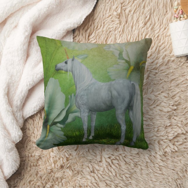 Unicorn Lily Flowers Fantasy Art Cushion (Blanket)