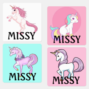 Unicorn Little Girl's Iron On Labels NAME