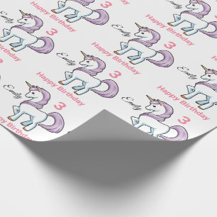 UNICORN Little Girl's Personalise Name Birthday Wrapping Paper