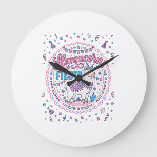 Unicorn Llamacorn Fiesta Playful Shirt Graphic_1 Large Clock
