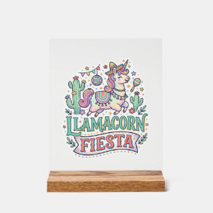 Unicorn Llamacorn Fiesta Premium Vector POD Artwor Acrylic Sign