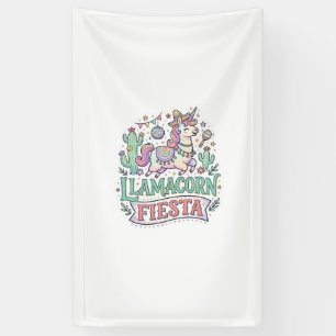 Unicorn Llamacorn Fiesta Premium Vector POD Artwor Banner