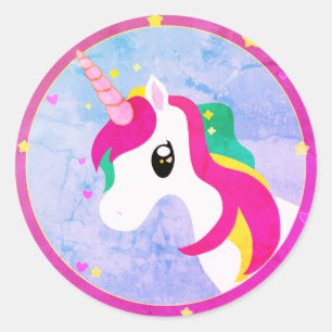 Unicorn Logo Cartoon Classic Round Sticker