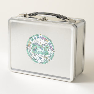 Unicorn Lost in a Magical Place Funny Print on Dem Metal Lunch Box