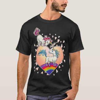 Unicorn Love Heart Rainbow Valentine's Day Cute Gi T-Shirt