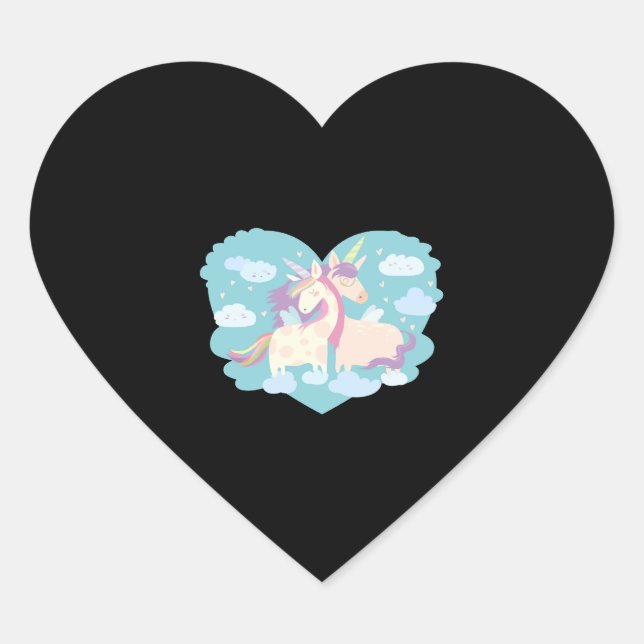 Unicorn Love       Heart Sticker (Front)