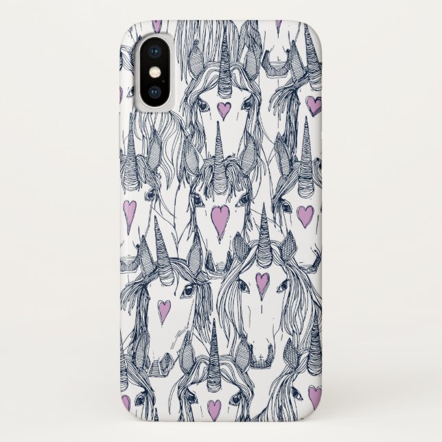 unicorn love navy orchid white Case-Mate iPhone case (Back)