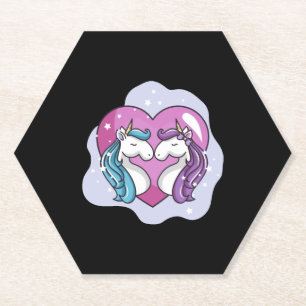 Unicorn love paper coaster
