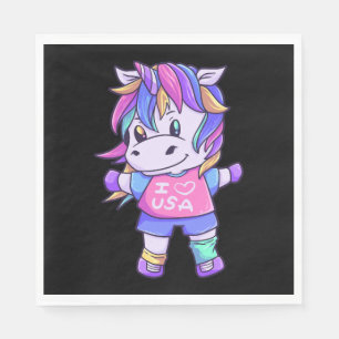 Unicorn Love USA Horse Unicorn Animal Napkin