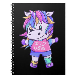 Unicorn Love USA Horse Unicorn Animal Notebook