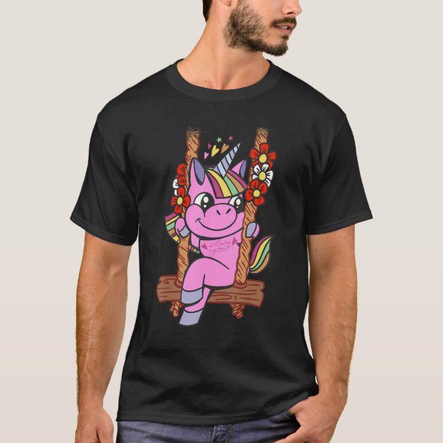 unicorn lover cute swinging T-Shirt (Front)