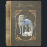 Unicorn Lover Leather Book look Bronze iPad Cover<br><div class="desc">This design may be personalised in the area provided by changing the photo and/or text. Or it can be customised by choosing the click to customise further option and delete or change the colour of the background, add text, change the text colour or style, or delete the text for an...</div>