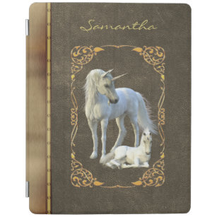 Unicorn Lover Leather Book look Bronze iPad Cover