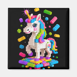 Unicorn Lover Master Builder Building Bricks Block Magnet