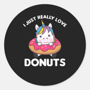 Unicorn Loves Doughnuts Unicorns Are Pink Classic Round Sticker