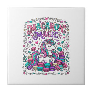Unicorn Macaron Magic Colourful Marketplace Artwor Ceramic Tile