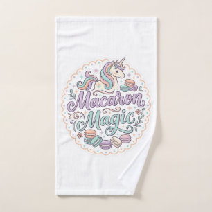 Unicorn Macaron Magic Whimsical T-Shirt Design_1 Hand Towel