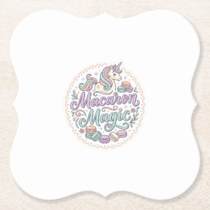 Unicorn Macaron Magic Whimsical T-Shirt Design_1 Paper Coaster