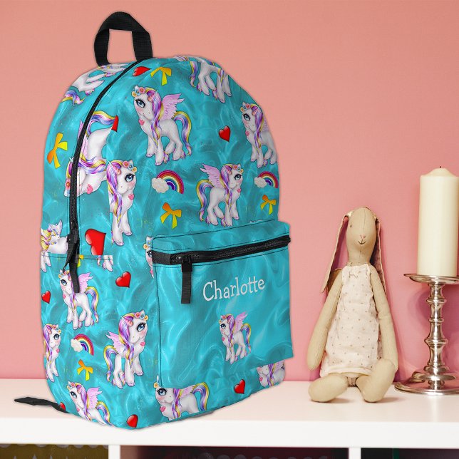 Unicorn Magic Aqua Printed Backpack (Creator Uploaded)