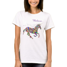 Unicorn Magic Believe Pixel Women's Tee