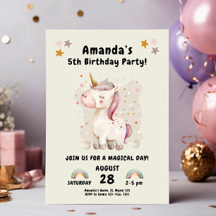 Unicorn Magic Birthday Party Invitation